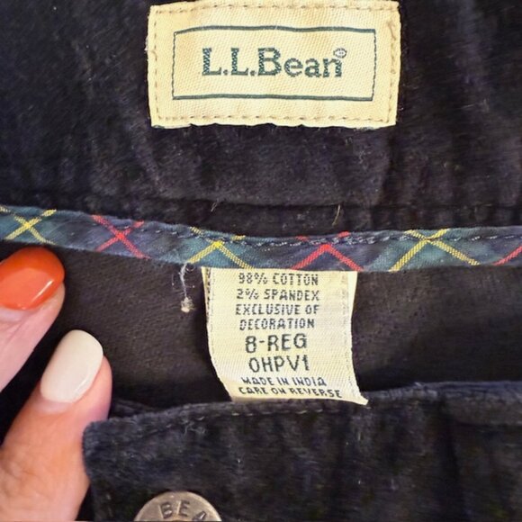 LL Bean Pants Womens Size 8 Black Soft Velvet Outdoors Thick Favorite Fit - Picture 4 of 10